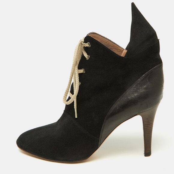 Chloe Black Suede And Leather Pointed Toe Ankle Booties Size 38.5,New Products : American Fashion Style Bags On Sale